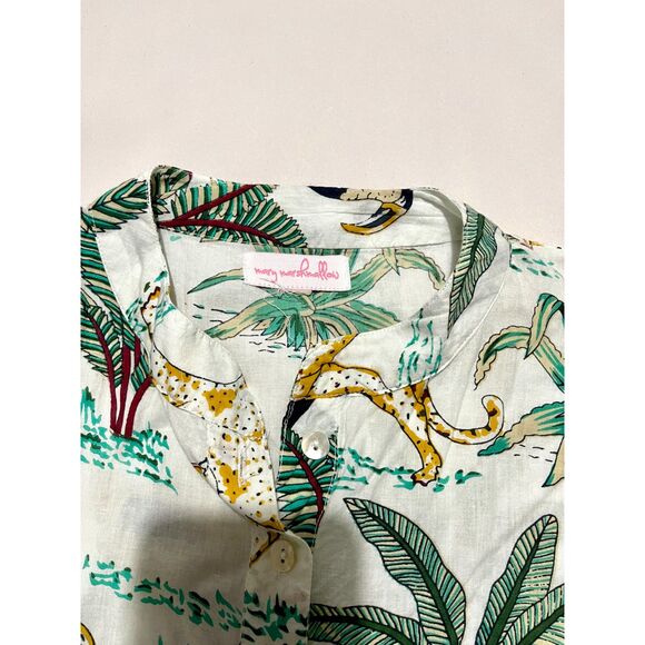 Mary Marshmallow dress safary tropical forest animal green colorful women's L - Picture 6 of 7